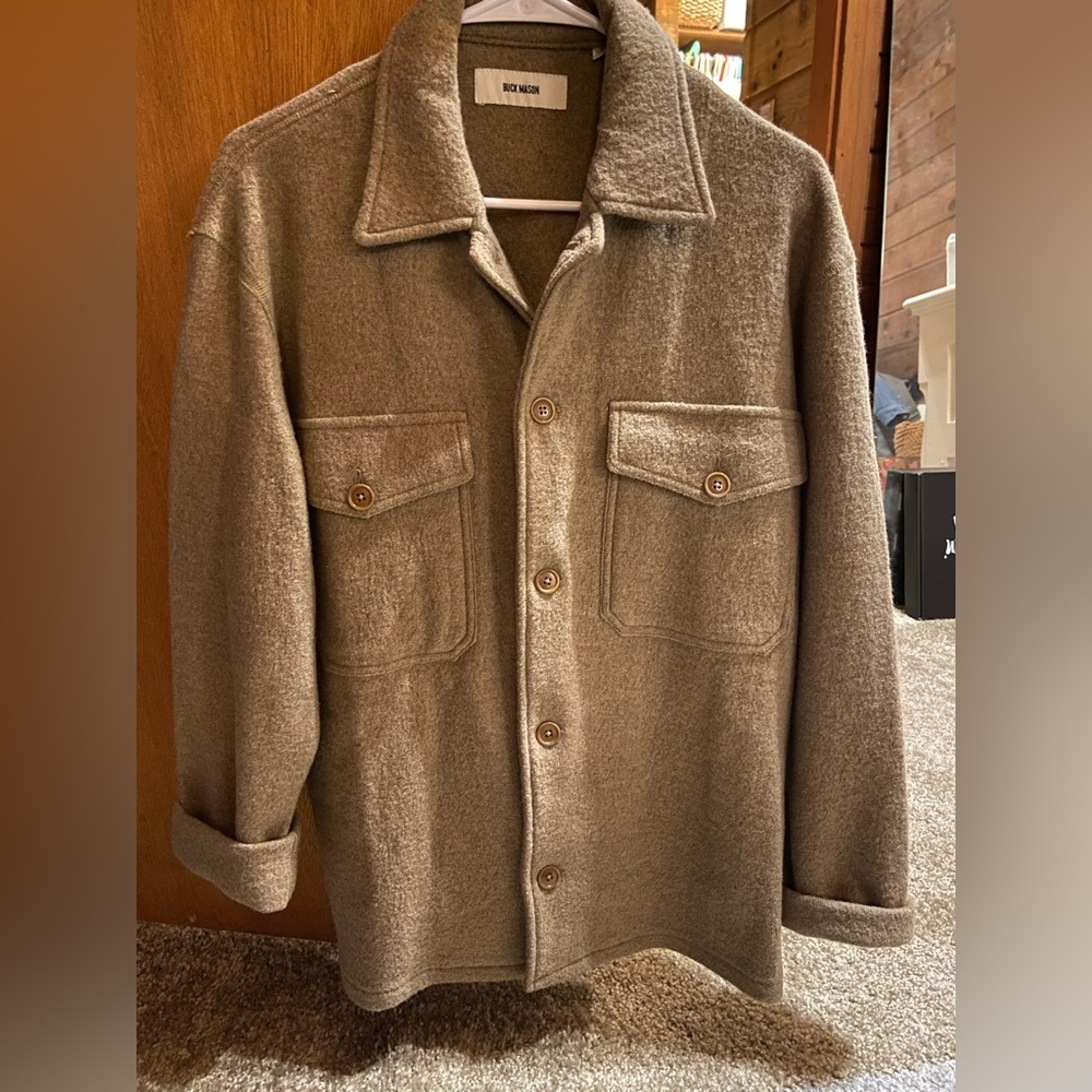 NWOT BUCK MASON MARLED CAMEL FELTED WOOL FIELD SHIRT